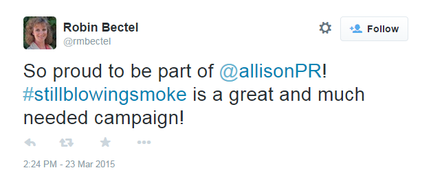 Tweet image decalring how proud to be part of the campaign