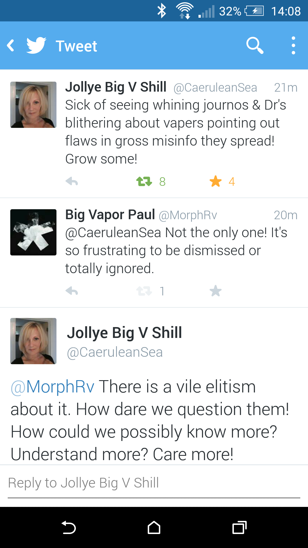 Conversation between Lorien and myself on Twitter