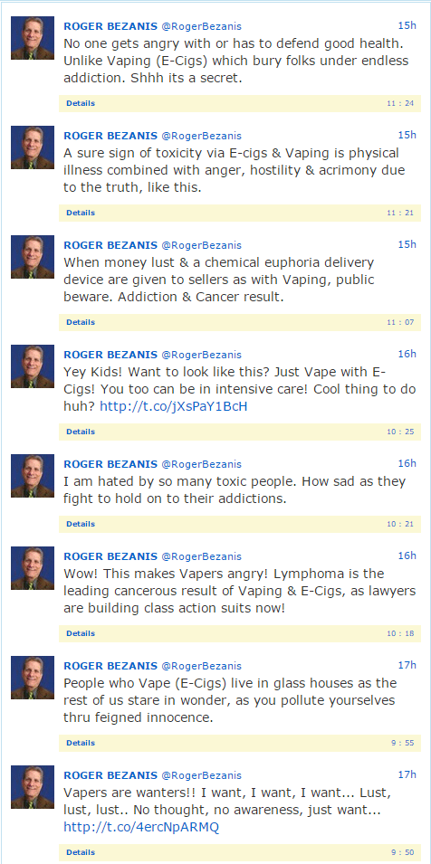 Screenshot of Bezanis’ tweets