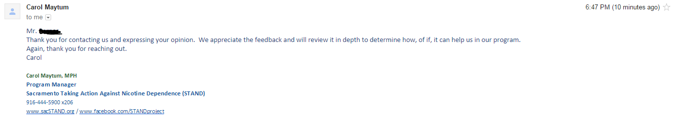 E-mail response