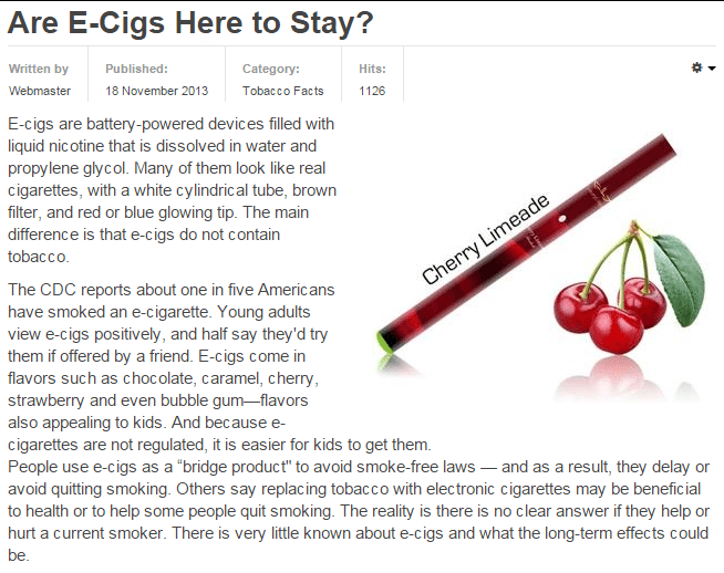 E-cigs, oh sigh…