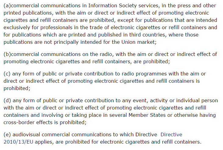 Tobacco Products Directive, Article 20, Section 5