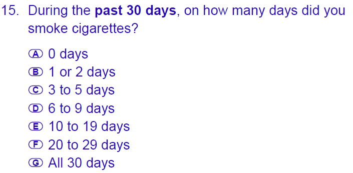 How many days did you smoke cigarettes?