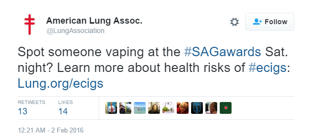 Tweet from American Lung Association