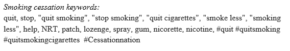 Keywords for cessation