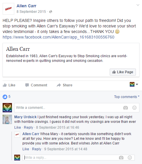 Facebook post & reply saying the ‘Easy Way’ didn’t work