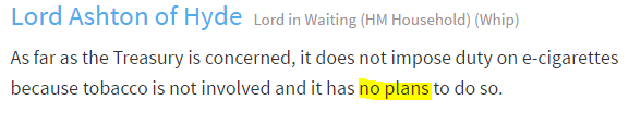 Answer to the Question in the House of Lords